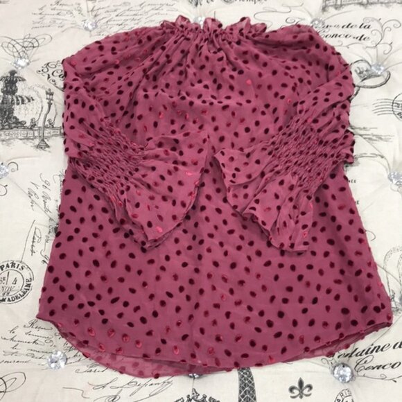 🎁 Rebecca Taylor Velvet Dot Blouse - Picture 3 of 8